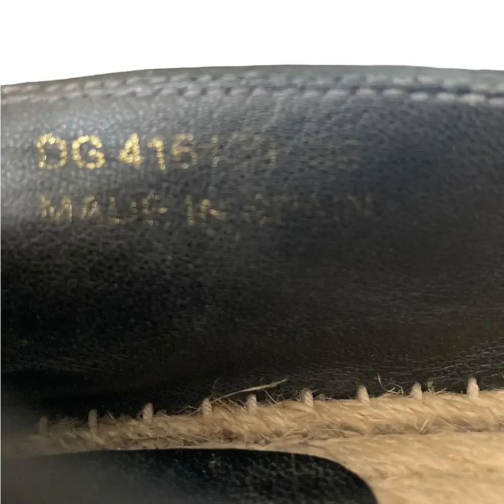 Yves Saint Laurent Black & White Leather Star Flat Espadrilles Size 39 or 9.